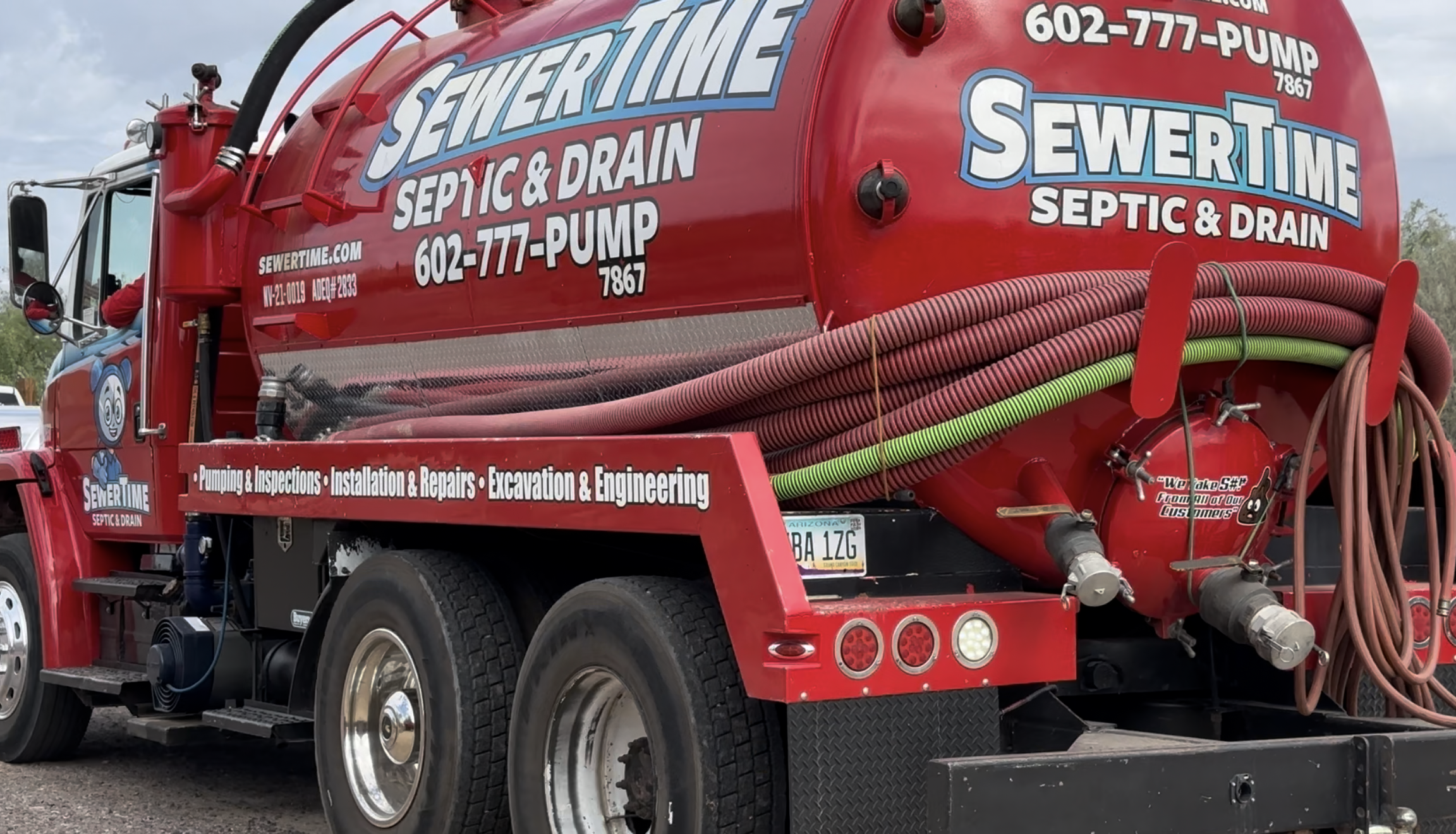 SewerTime septic pump truck serving the Phoenix metro area